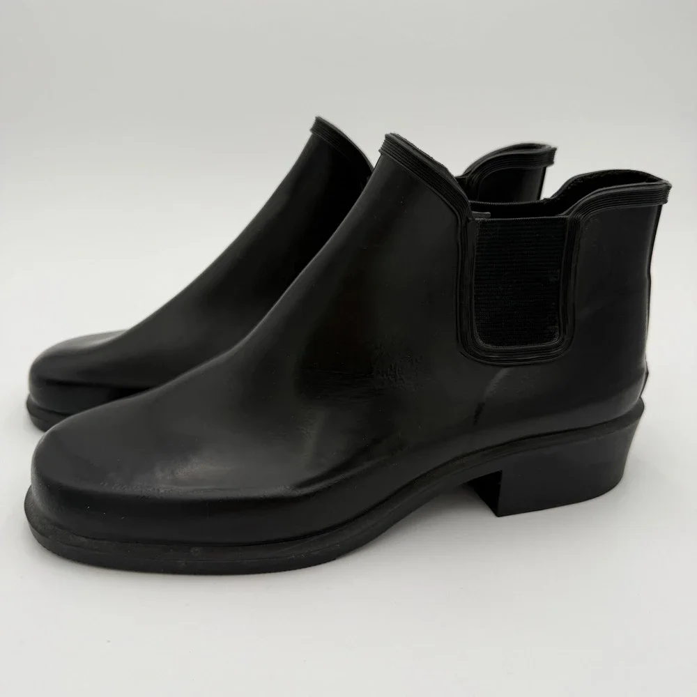 GH Bass & Co Cloud Q984 Mens Black Rubber Rain Ankle Chelsea Boots Size 9 GUC